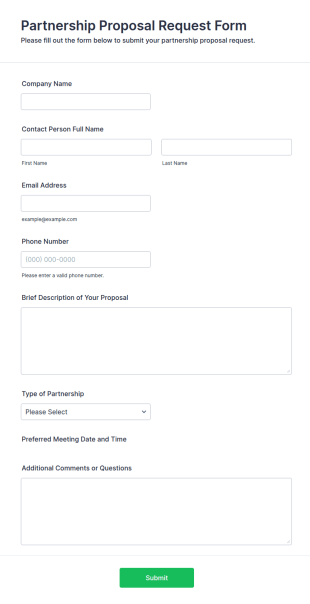 Partnership Proposal Request Form Template