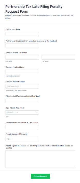 Partnership Tax Late Filing Penalty Request Form Template