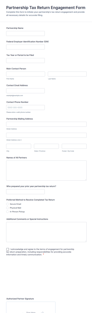 Partnership Tax Return Engagement Form Template