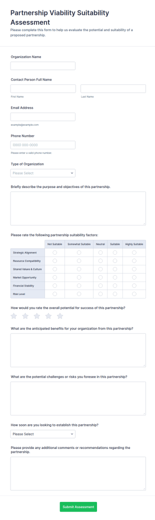 Partnership Viability Suitability Assessment Form Template