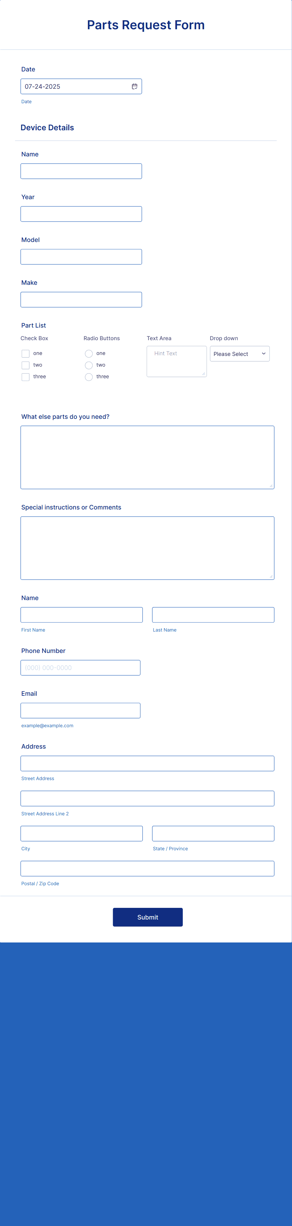 Parts Request Form Template | Jotform