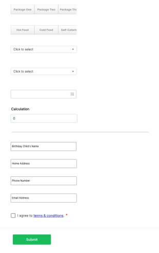 Party Booking Form Template