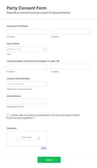 Party Consent Form Template