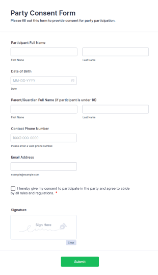 Party Consent Form Template