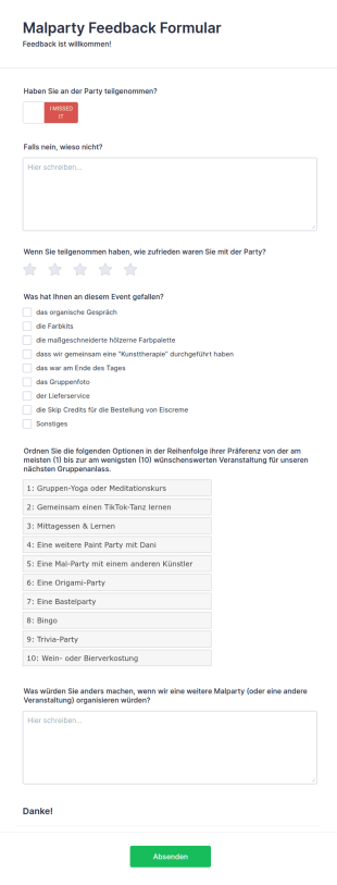 Party Feedback Formular