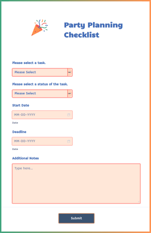 Party Planning Checklist Form Template
