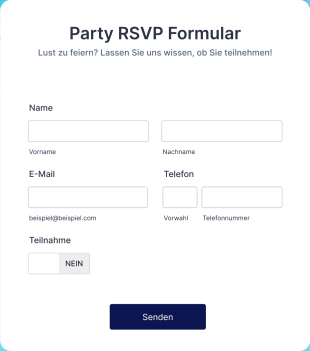 Party RSVP Formular Form Template