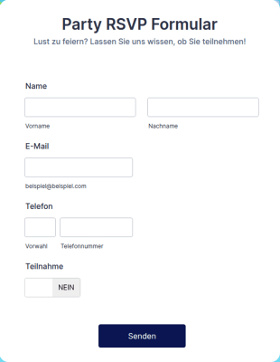 Party RSVP Formular