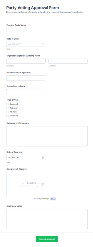 Party Voting Approval Form Template