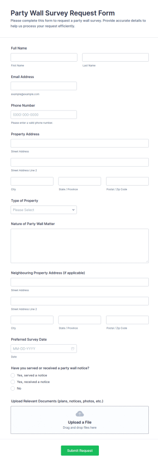 Party Wall Survey Request Form Template