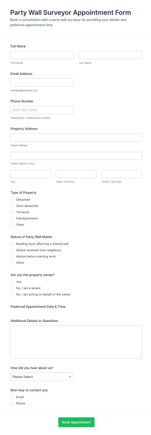 Party Wall Surveyor Appointment Form Template