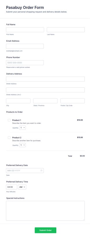 Pasabuy Order Form Template