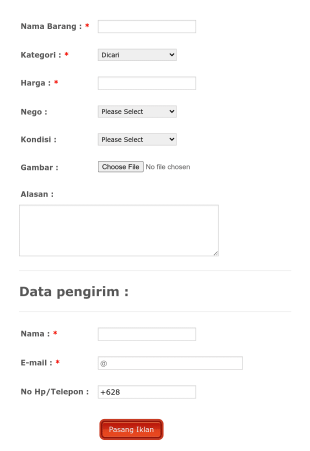 Pasang Iklan Gratis 2 Form Template