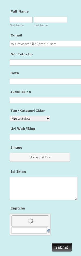 Pasang Iklan Gratis Form Template