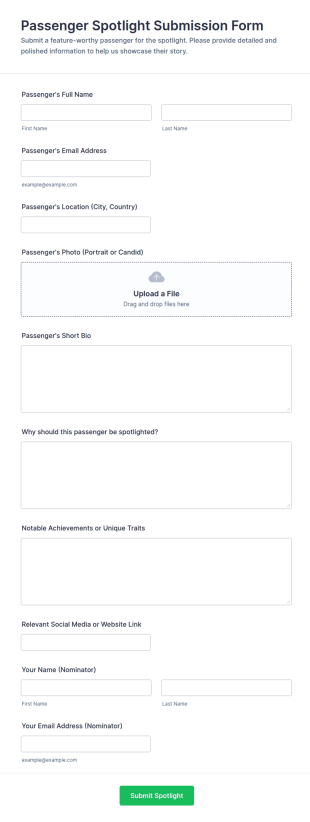 Passenger Spotlight Submission Form Template