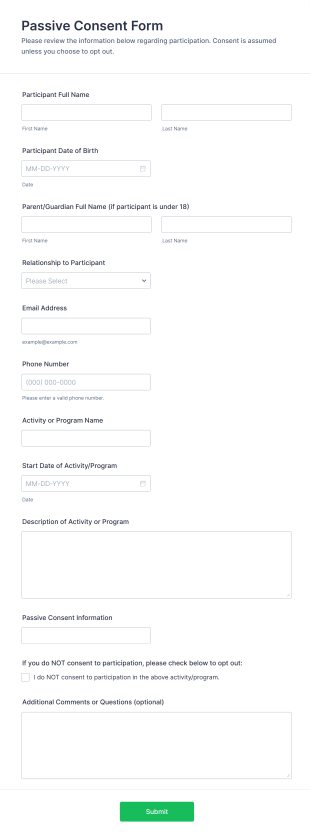 Passive Consent Form Template