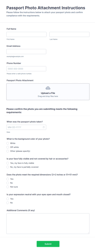 Passport Photo Attachment Instructions Form Template