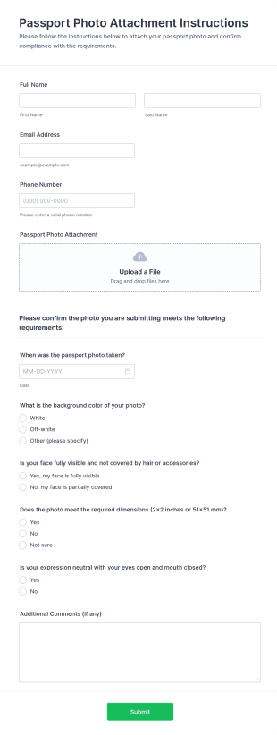 Passport Photo Attachment Instructions Form Template