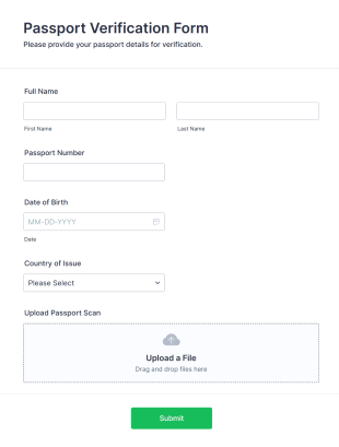 Passport Verification Form Template