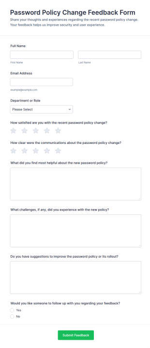 Password Policy Change Feedback Form Template