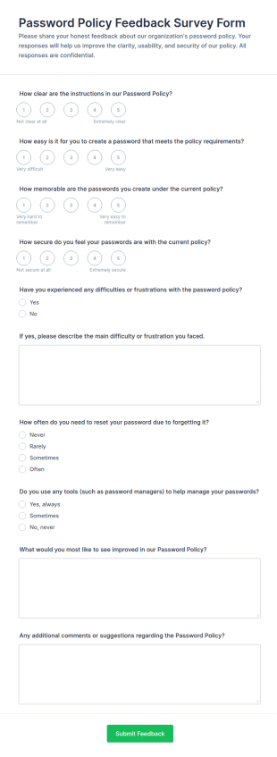 Password Policy Feedback Survey Form Template
