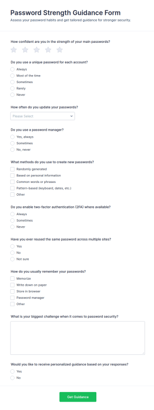 Password Strength Guidance Form Template