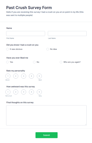 Past Crushes Survey Form Template