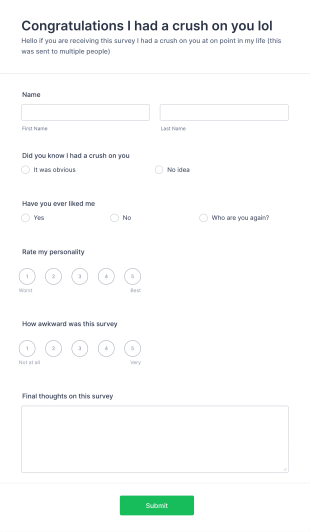 Past Crushes Survey Form Template