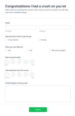 Past Crushes Survey Form Template