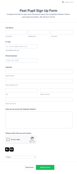 Alumni Membership Registration Form Template