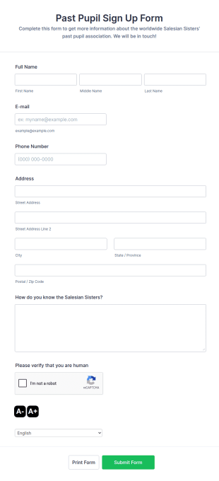 Alumni Membership Registration Form Template