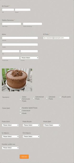 Pasta Sipariş Form Template