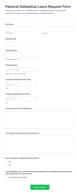 Pastoral Sabbatical Leave Request Form Template