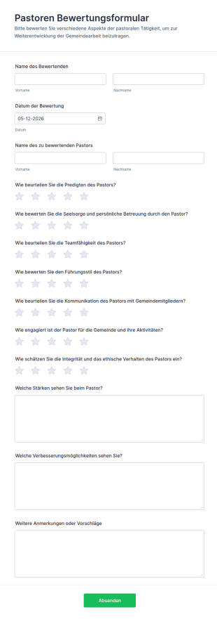 Pastoren Bewertungsformular