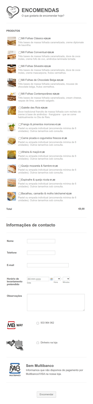 Pastry Order Form In Portuguese Form Template