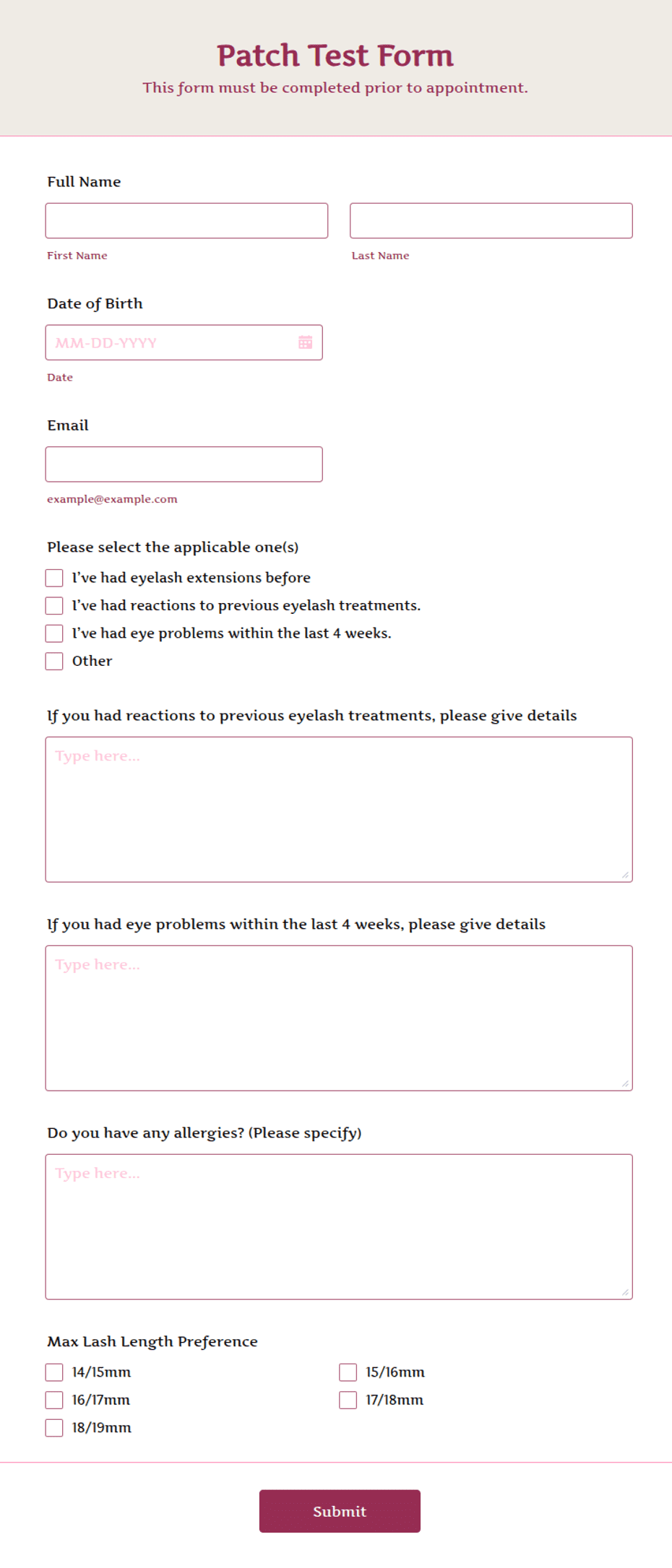 True Patch Collection Form Patch Test Form Template | Jotform