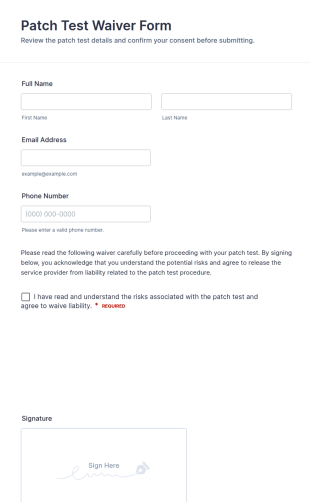 Patch Test Waiver Form Template