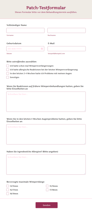 Patch Testformular Form Template