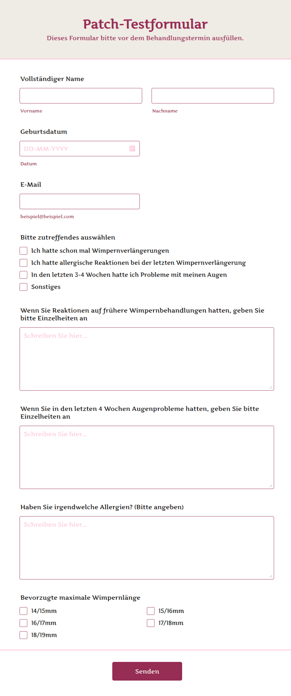 Patch Testing Form.pdf Patch-Testformular | Jotform