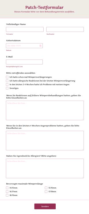 Patch Testformular