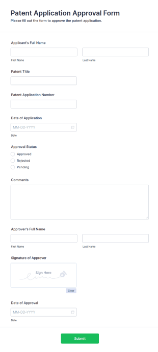 Patent Application Approval Form Template
