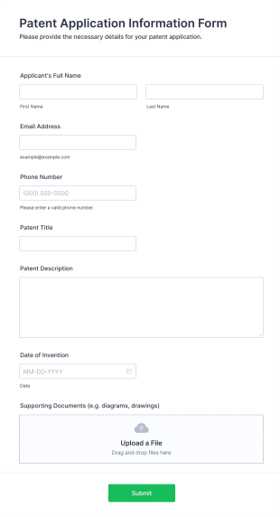 Patent Application Information Form Template