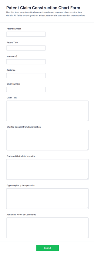 Patent Claim Construction Chart Form Template