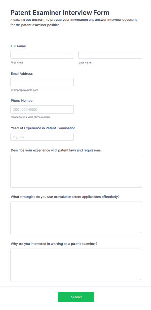 Patent Examiner Interview Form Template