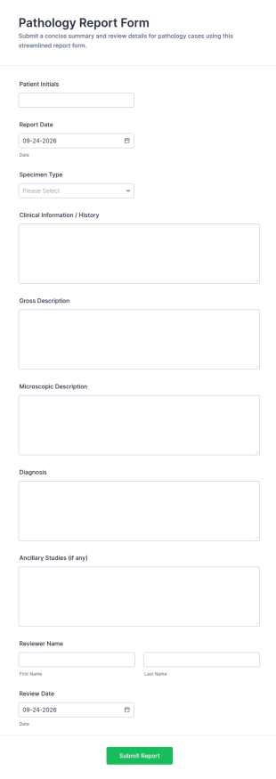 Pathology Report Form Template