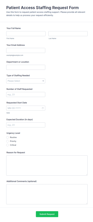 Patient Access Staffing Request Form Template
