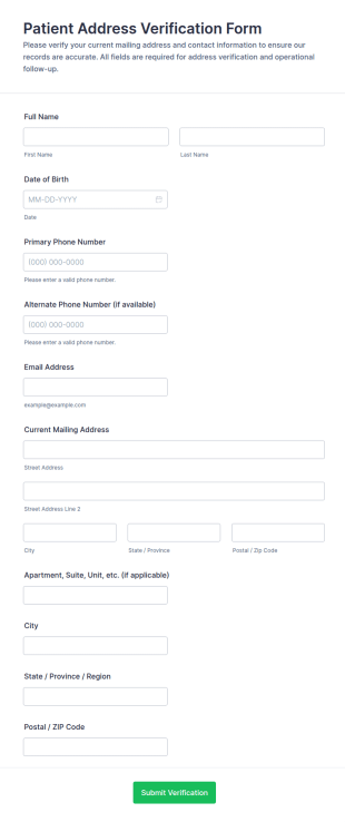 Patient Address Verification Form Template