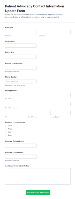 Patient Advocacy Contact Information Update Form Template