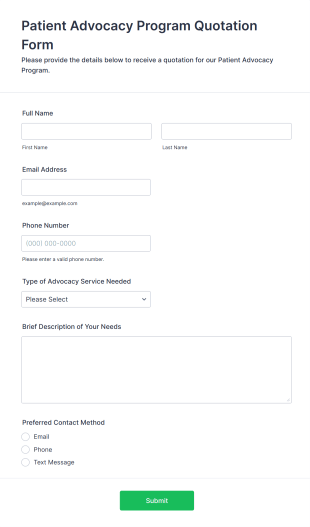 Patient Advocacy Program Quotation Form Template