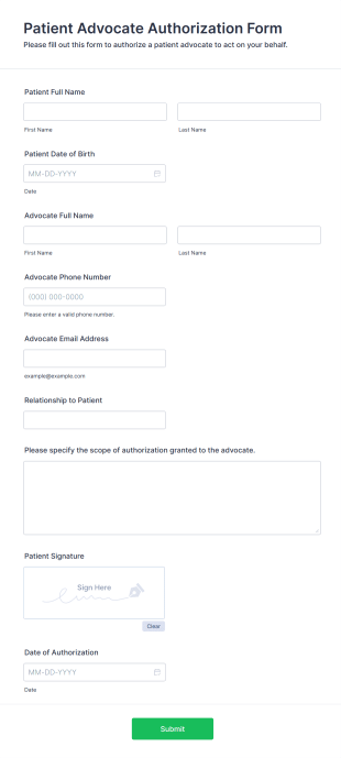 Patient Advocate Authorization Form Template